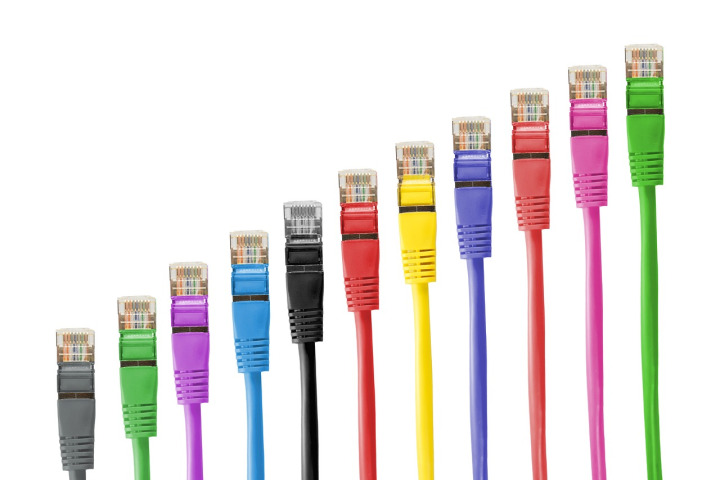 rj45 ethernet cable close up clean install
